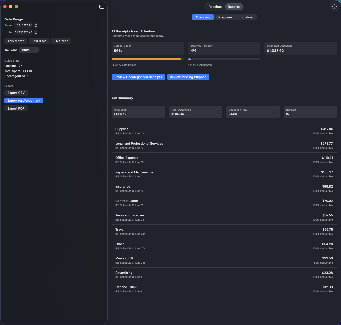 Uncategorized receipt inbox in ReceiptMatrix
